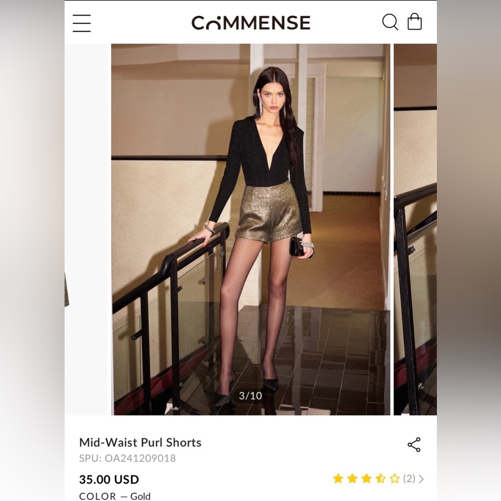 Commense Black and Gold High Waist Shorts